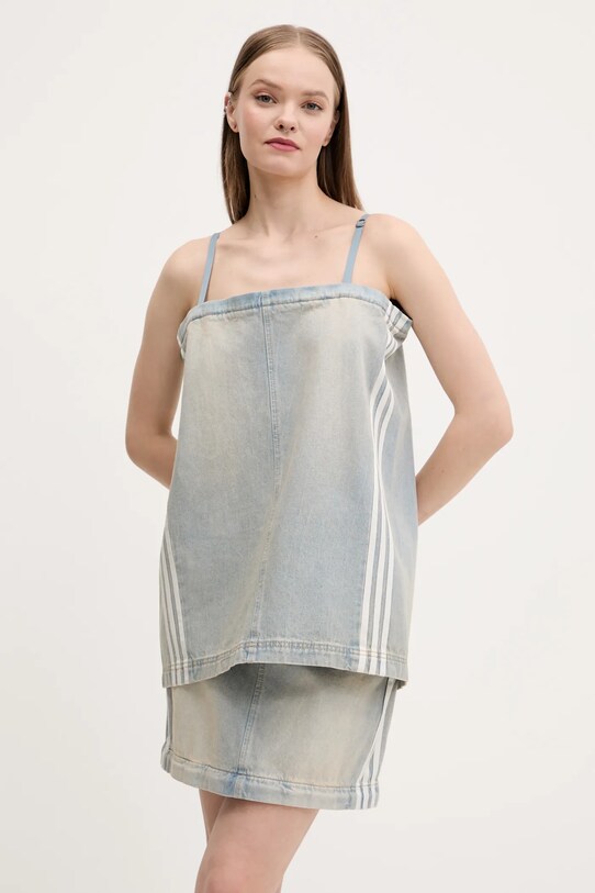 Джинсовая юбка adidas Originals DENIM ZIP SKIRT JX9215 голубой SS25