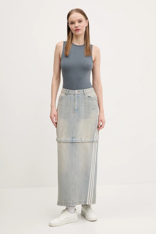 Джинсовая юбка adidas Originals DENIM ZIP SKIRT голубой JX9215
