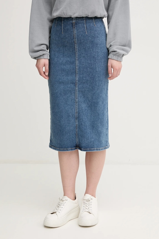 United Colors of Benetton fustă din denim uni albastru 4ORHD004O