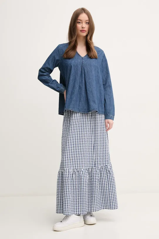 Памучна пола United Colors of Benetton 4XDKD004V тъмносин SS25
