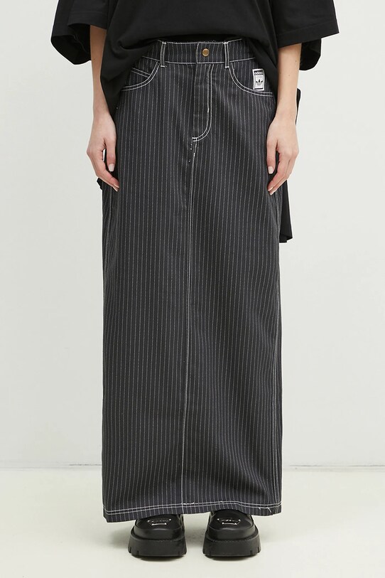adidas Originals spódnica bawełniana Aop Maxi Skirt wzorzyste szary JJ3142
