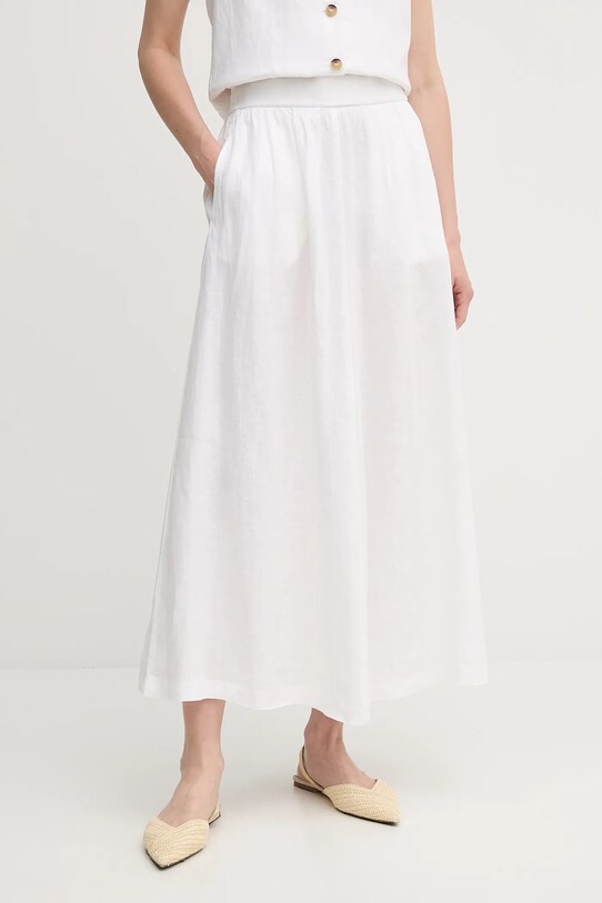 United Colors of Benetton spódnica lniana casual biały 4AGHD004L