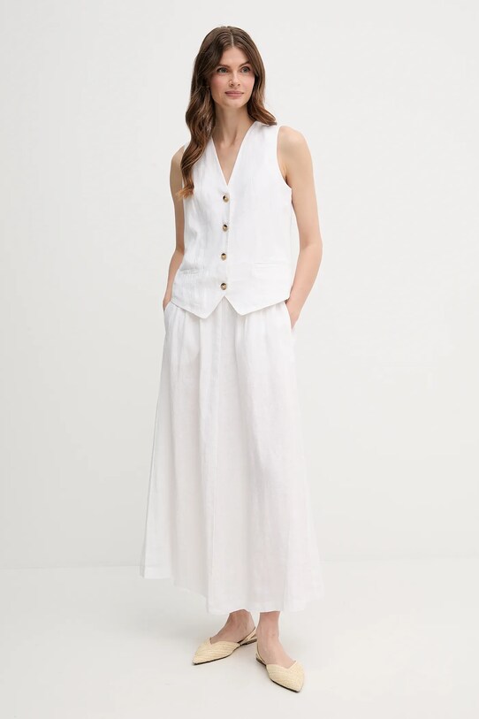 United Colors of Benetton fustă din in 4AGHD004L alb SS25