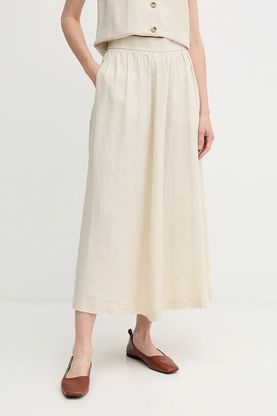 United Colors of Benetton spódnica lniana casual beżowy 4AGHD004L