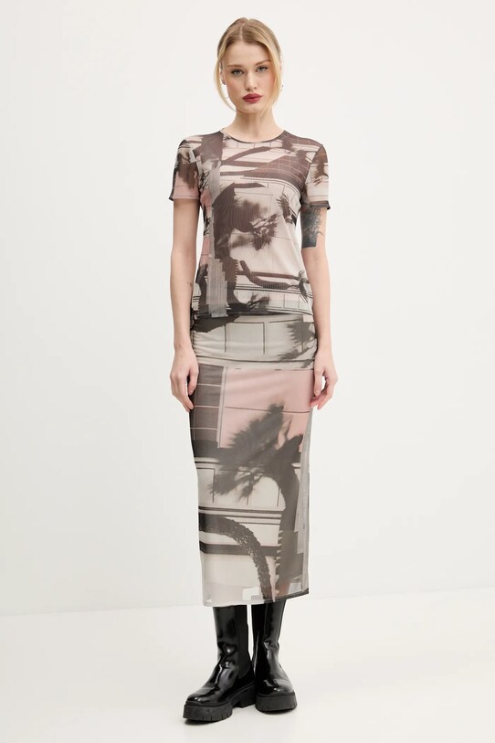 Sukně Desigual SHELLEY 25SWFK05 béžová SS25