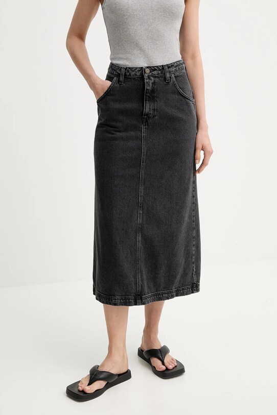 American Vintage fustă jeans uni gri YOP13DE25