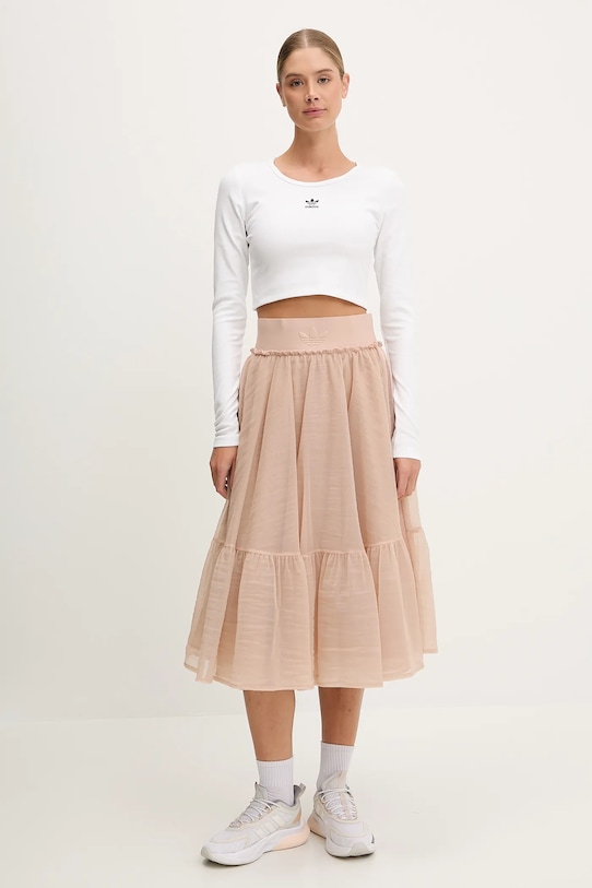 adidas Originals fustă Waistband Tulle Maxi Skirt JJ0903 portocaliu SS25
