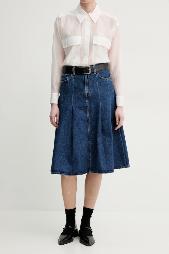 Τζιν φούστα Levi's PLEATED MIDI SKIRT casual σκούρο μπλε 001VN
