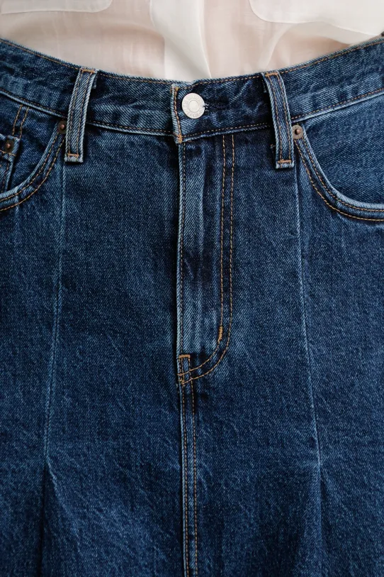 Τζιν φούστα Levi's PLEATED MIDI SKIRT σκούρο μπλε 001VN