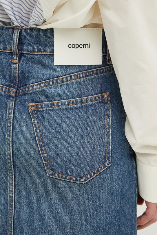 Coperni fusta jeans One-Leg Denim albastru COPJ84F2014