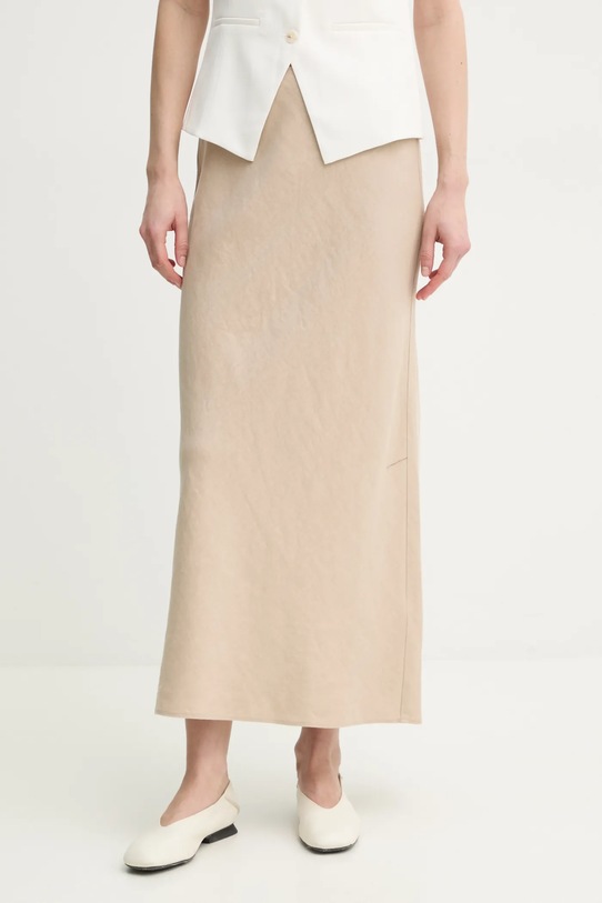 Samsoe Samsoe linen skirt SAAGNETA straight beige F24200182