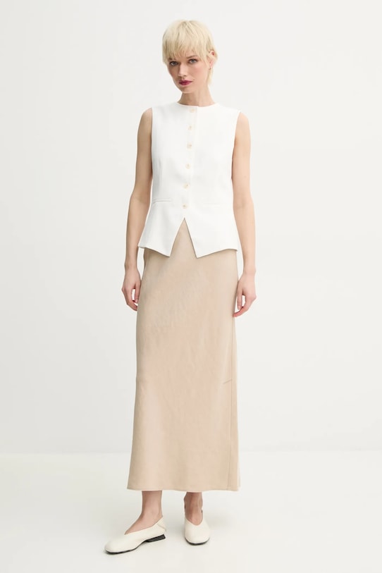 Samsoe Samsoe linen skirt SAAGNETA F24200182 beige SS25