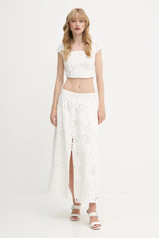 Guess spódnica bawełniana DOMITILLE W5GD63.WH521 beżowy SS25