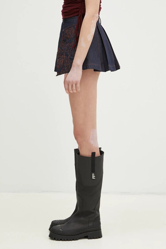 Džínová sukně Andersson Bell Embroidery Panel Pleated Denim apa795w námořnická modř SS25