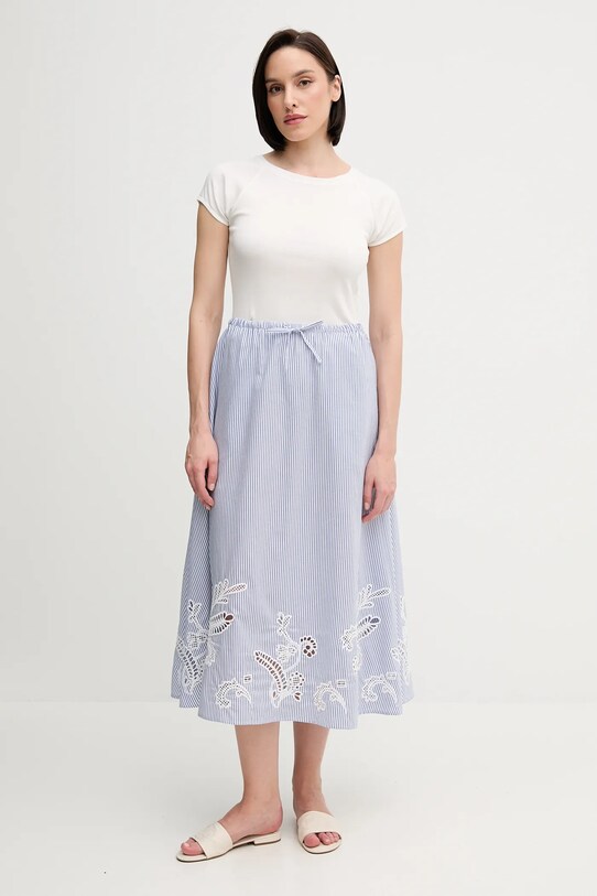 Хлопковая юбка Tommy Hilfiger WW0WW46168 голубой SS25