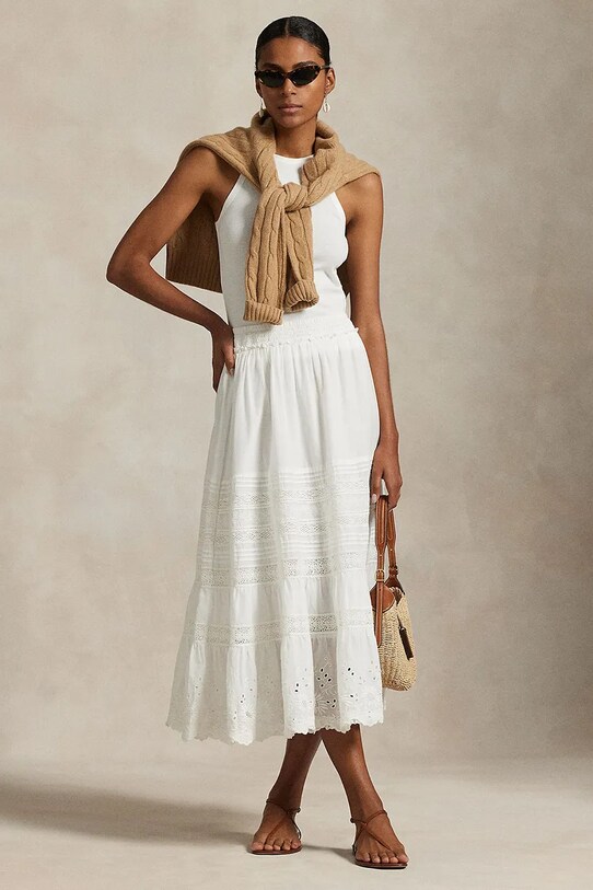 Polo Ralph Lauren gonna in cotone applique bianco 211955036