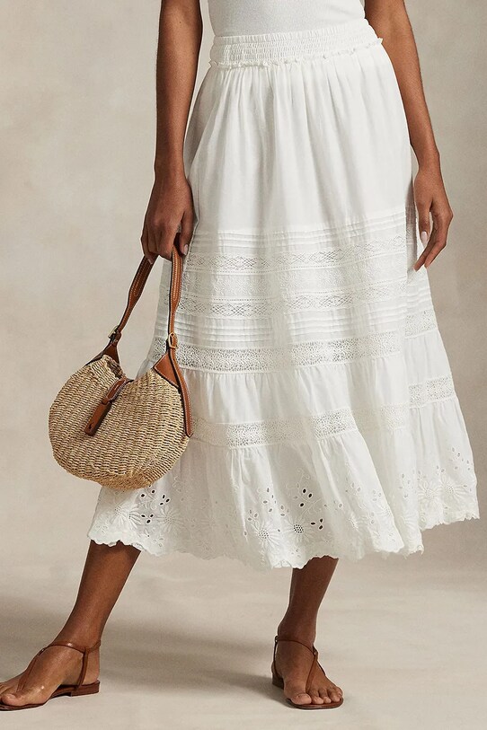 Бавовняна спідниця Polo Ralph Lauren 211955036 білий SS25