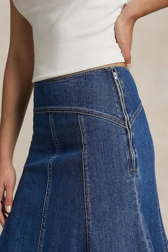 Хлопковая джинсовая юбка Polo Ralph Lauren голубой 211964731