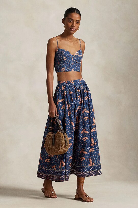 Polo Ralph Lauren gonna in cotone midi blu navy 211967635