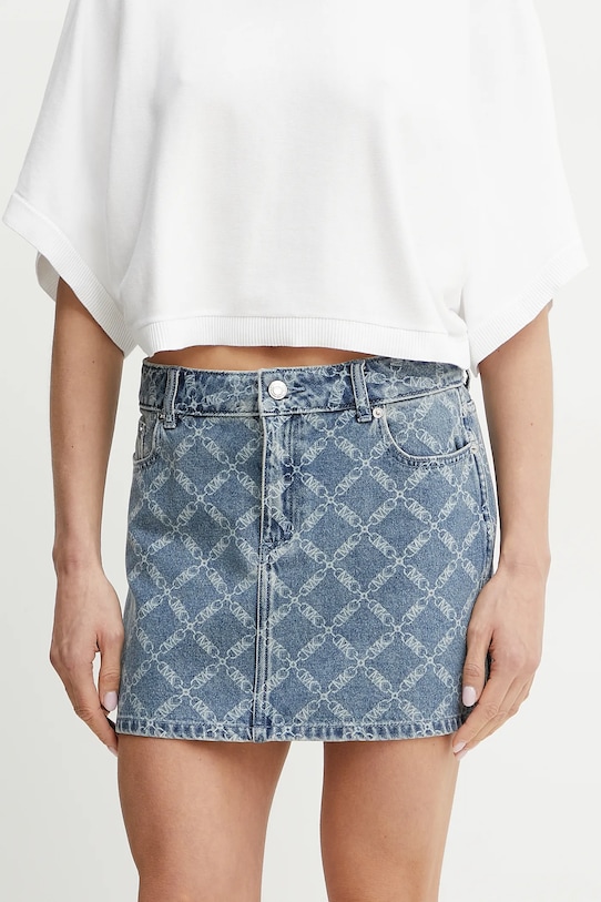 MICHAEL Michael Kors fustă din denim cu modele albastru MS570I6H2P