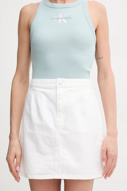 Calvin Klein Jeans spódnica jeansowa bawełna biały J20J225194