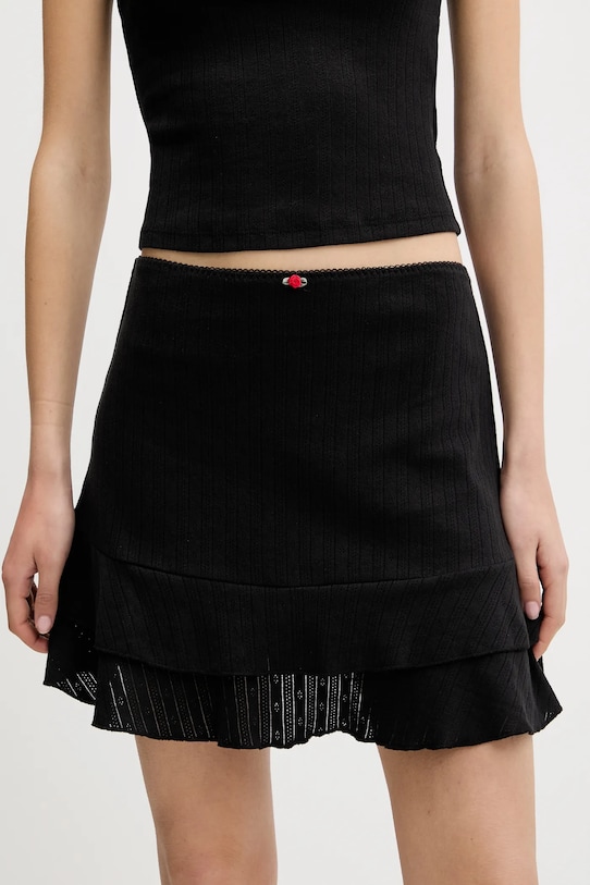 Tommy Jeans fustă din bumbac uni negru DW0DW20606