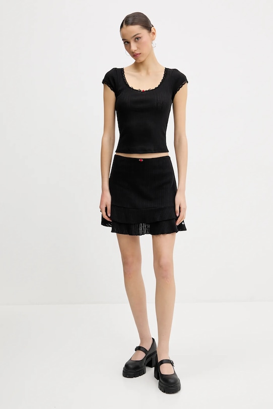 Tommy Jeans fustă din bumbac DW0DW20606 negru SS25