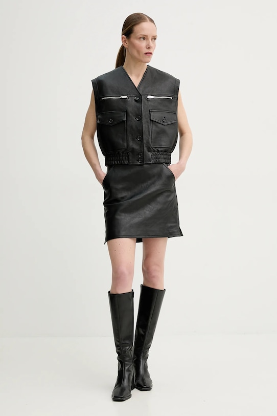 Кожаная юбка Bally WLE05F чёрный SS25