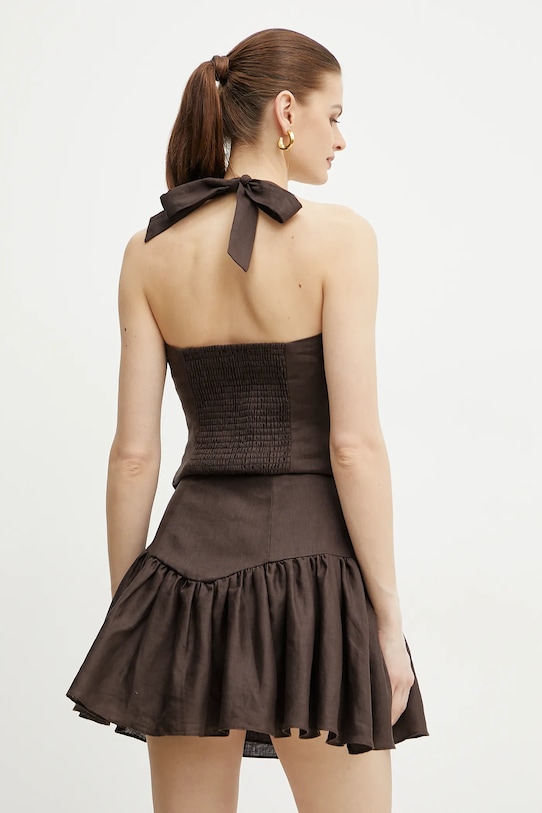 Îmbrăcăminte Bardot fustă din in AMORETTE 59864SB2 maro