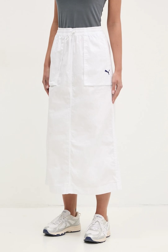 Puma fusta din bumbac uni alb 629784