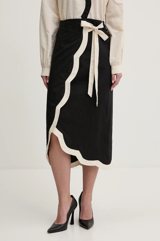 Never Fully Dressed fustă din amestec de in uni negru NFDSK640