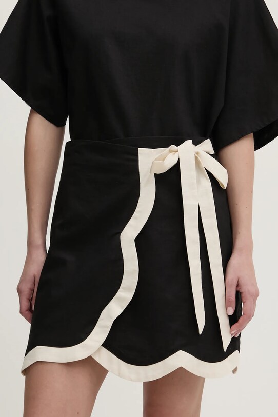 Never Fully Dressed fustă din amestec de in uni negru NFDSK641