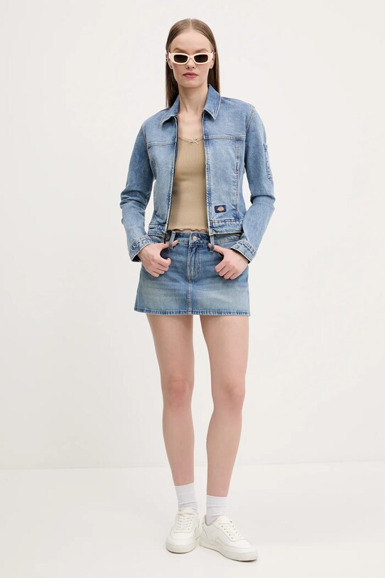 Βαμβακερή φούστα Hollister Co. KI343.5026.280 μπλε SS25