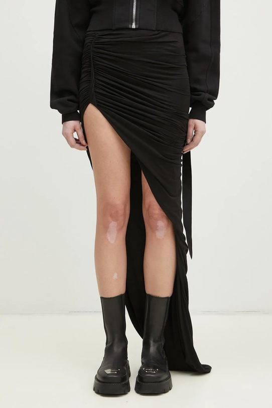 Rick Owens spódnica bawełniana Soft Edfu Skirt Long gładkie czarny DS01E3334.BHDB