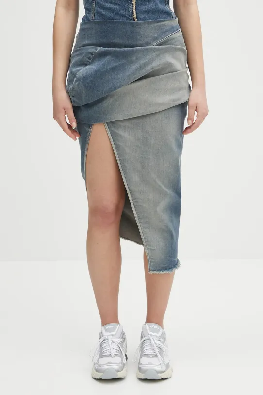 Rick Owens DRKSHDW spódnica jeansowa Low Twist Skirt casual niebieski DS01E3349.SDWB