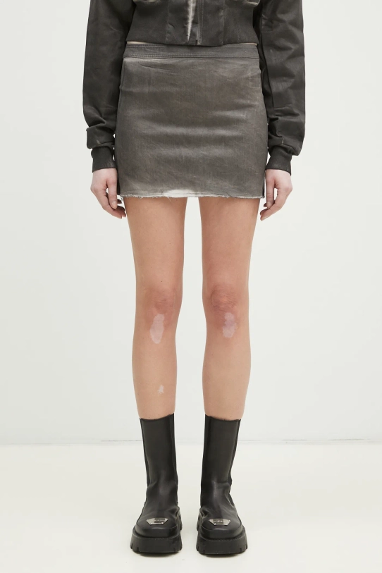 Bavlnená sukňa Rick Owens Mini jednoduchý sivá DS01E3342.SCF