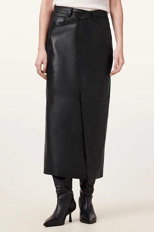 AllSaints spódnica skórzana EDEN W008RC czarny SS25