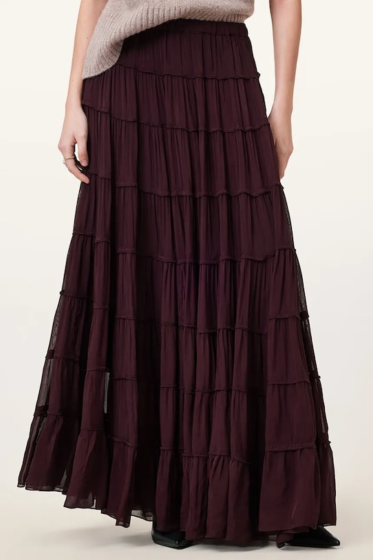 AllSaints fusta EVA W061RC burgundia SS25