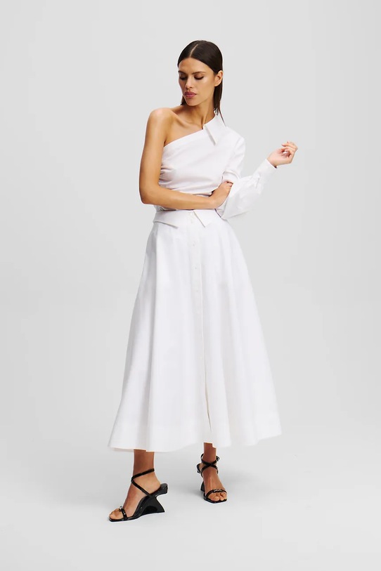 Pamučna suknja Karl Lagerfeld bijela A2W12005