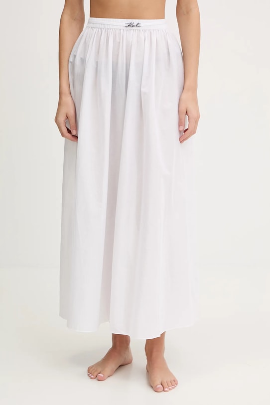 Karl Lagerfeld fustă din bumbac uni alb A2W46043