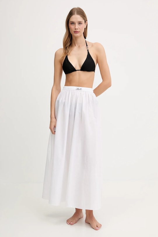 Karl Lagerfeld fustă din bumbac A2W46043 alb SS25