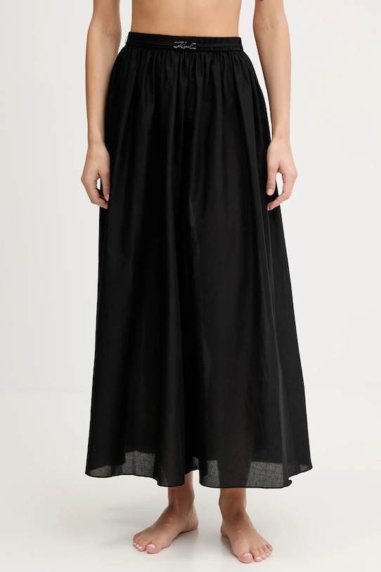 Karl Lagerfeld fustă din bumbac uni negru A2W46043