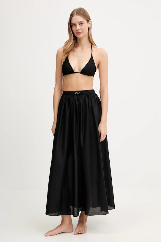 Karl Lagerfeld fustă din bumbac A2W46043 negru SS25