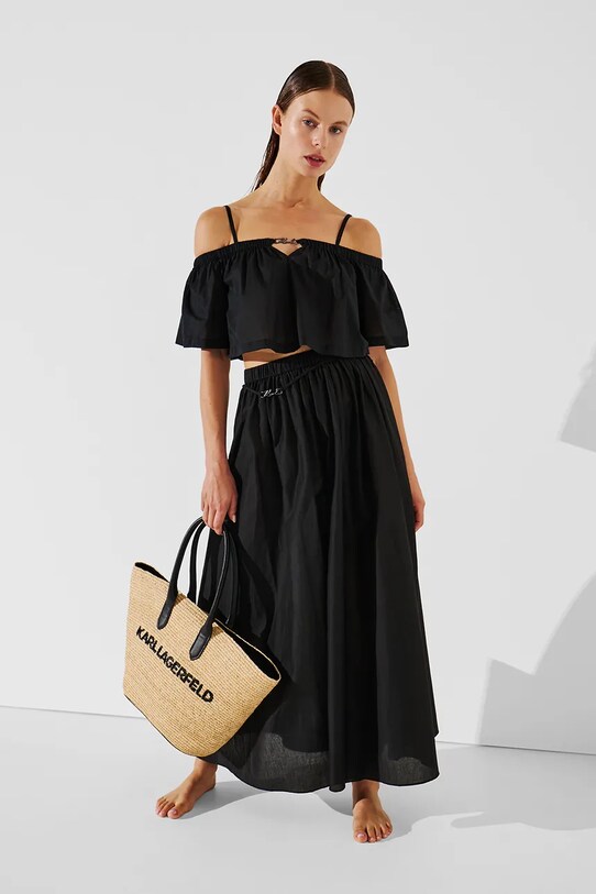Karl Lagerfeld fustă din bumbac negru A2W46043