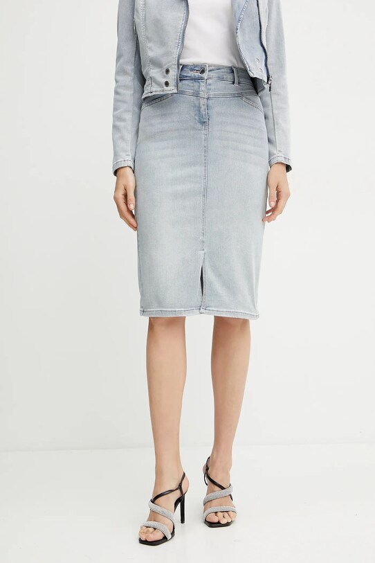 Morgan fustă din denim JAPA uni albastru JAPA