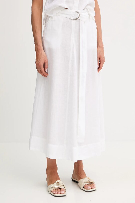 MAX&Co. fustă din in uni alb 2516101025200