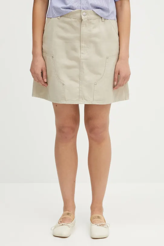 Carhartt WIP cotton skirt Maeve Double Knee Skirt straight beige I034836.2LP06