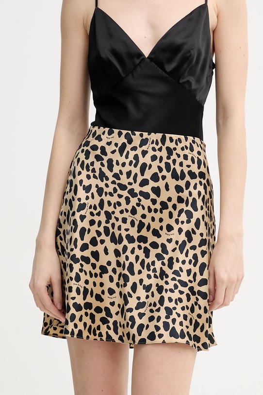 Μεταξωτή φούστα FROM FUTURE εμπριμέ μπεζ WJU00059