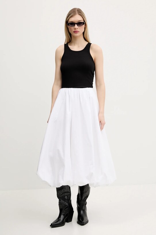 Abercrombie & Fitch fustă din bumbac KI143.5069.100 alb SS25
