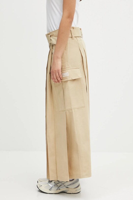 Kenzo spódnica bawełniana FF52JU3039DL.11 beżowy SS25